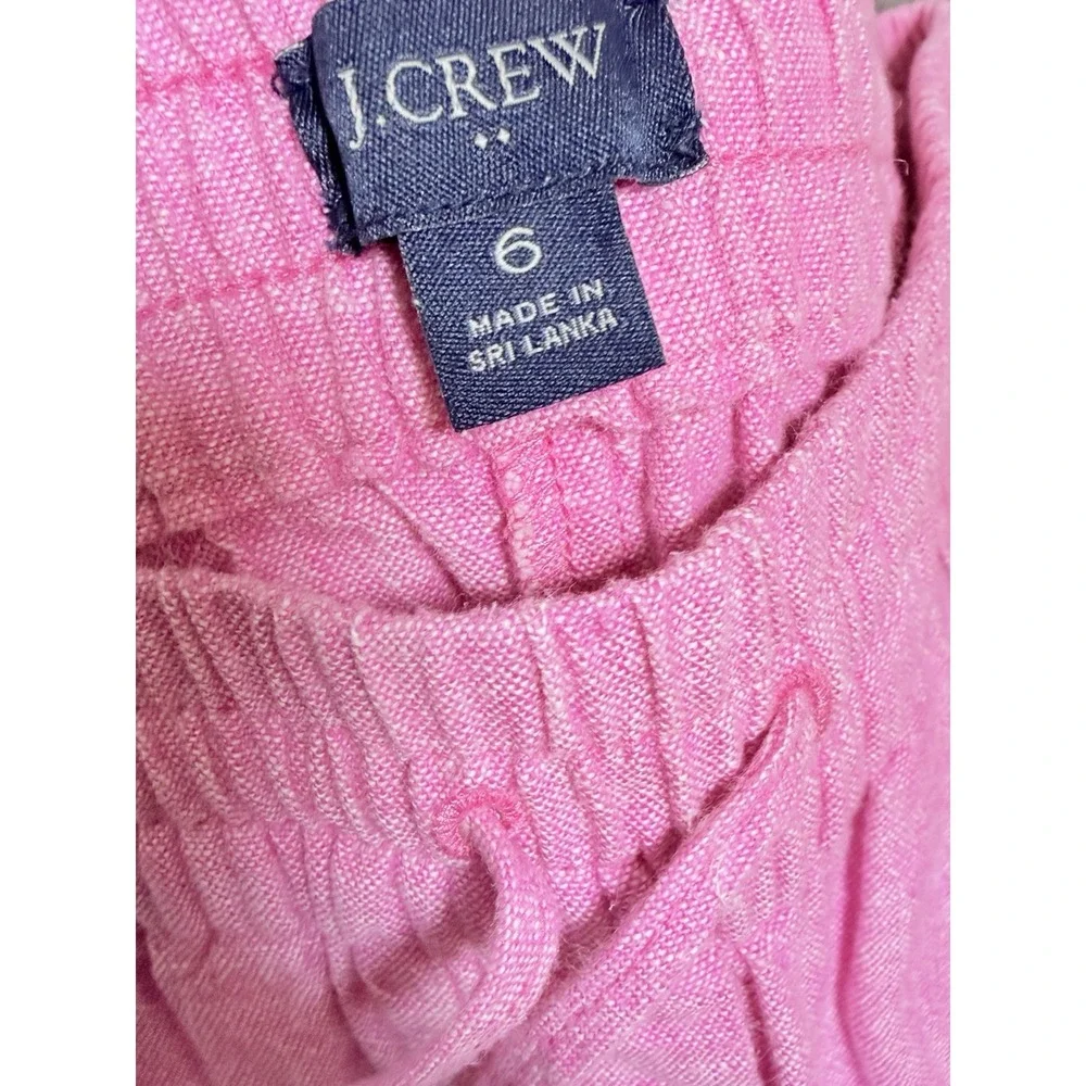 J.Crew Pink Linen‎ Blend Pants Drawstring Beach Coastal Old Money Preppy Size 6